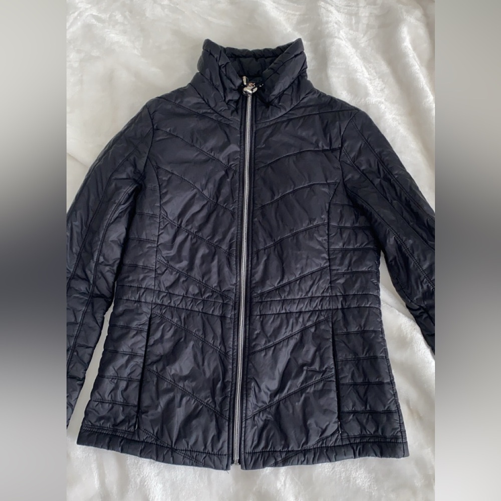 Guess Women's Dark Gray Quilted Puffer Jacket